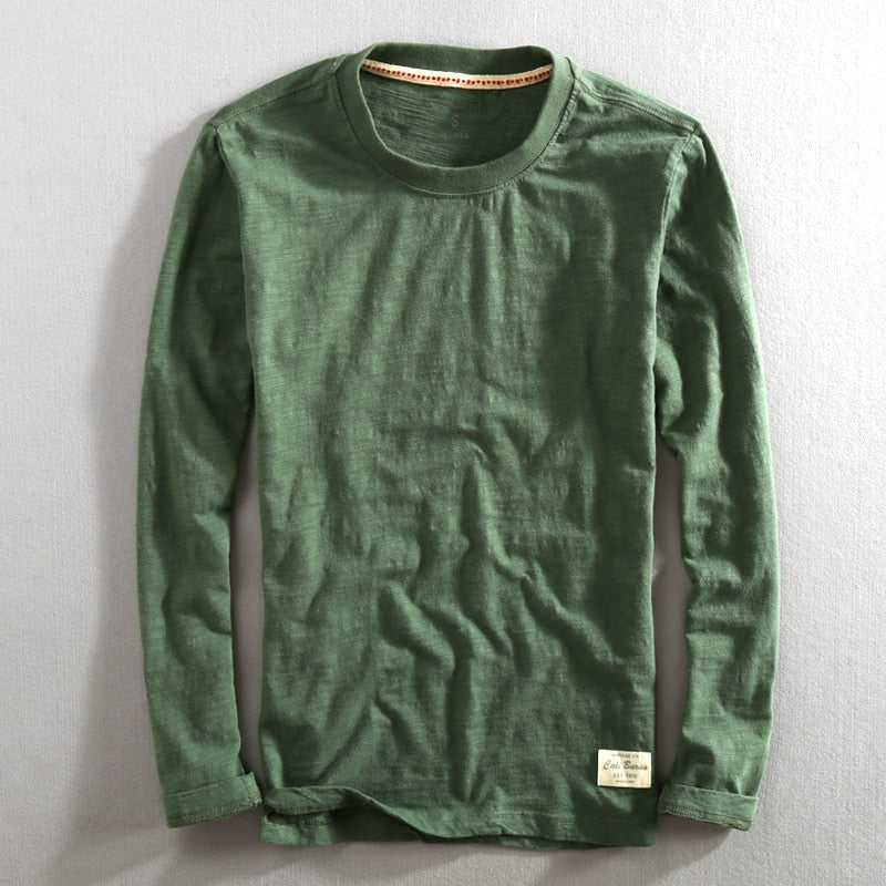 green Basic long sleeve mens t-shirt made of bamboo jersey 