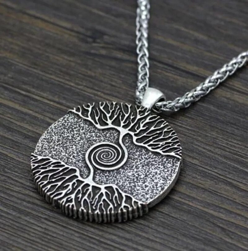 Classic Tree Totem Round Pendant Necklace