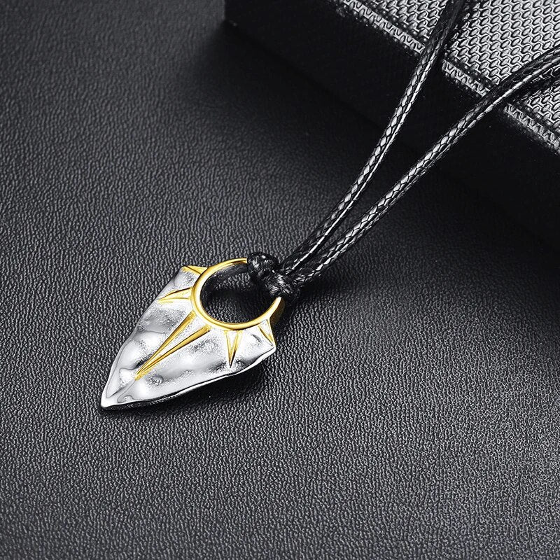 Sun Arrow Head Pendant with Rope Chain