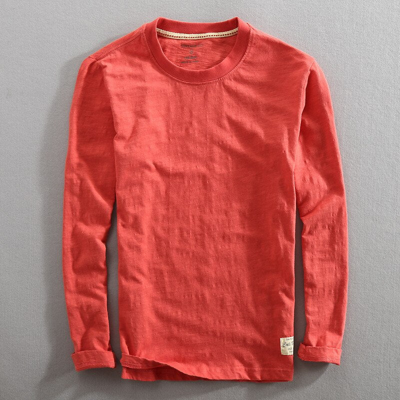 red Basic long sleeve mens t-shirt made of bamboo jersey 