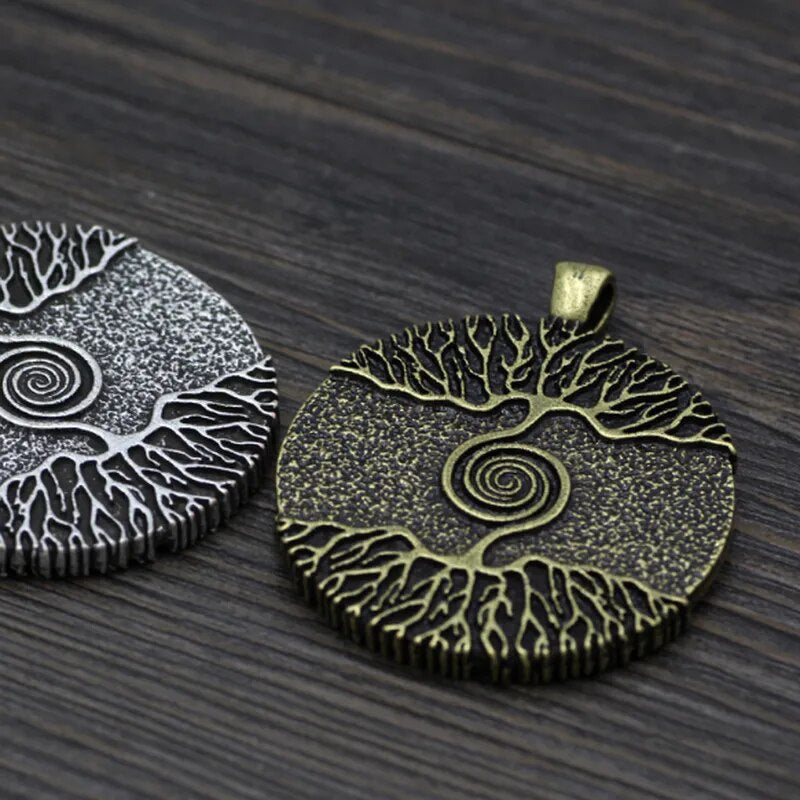 Classic Tree Totem Round Pendant Necklace