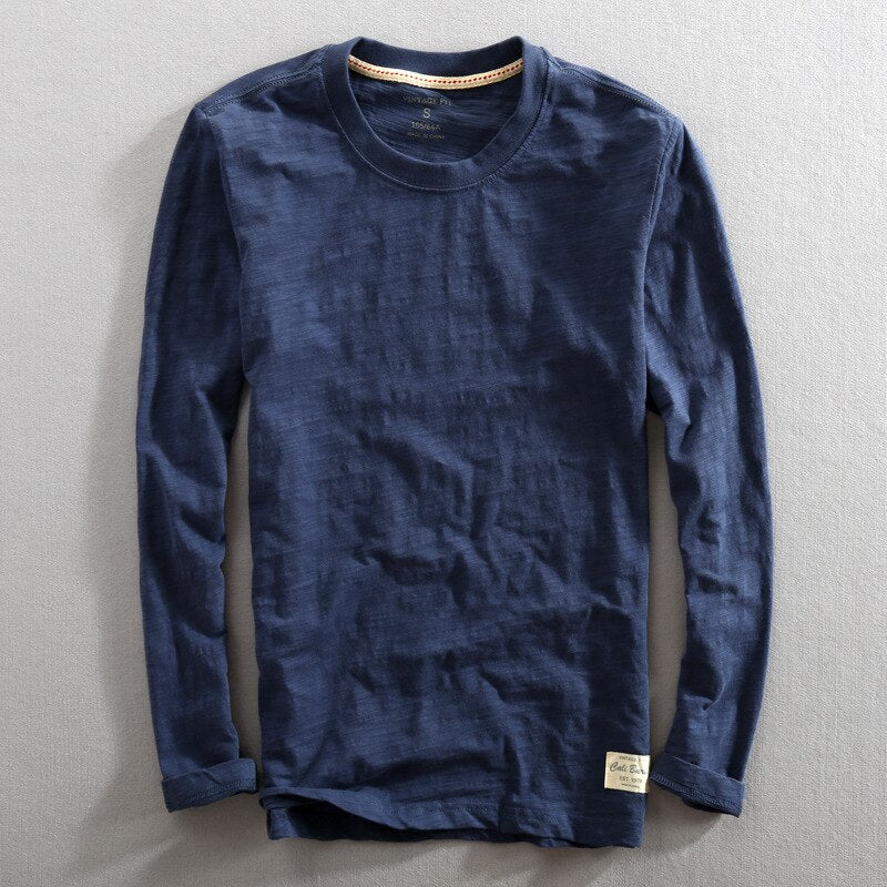 blue Basic long sleeve mens t-shirt made of bamboo jersey 