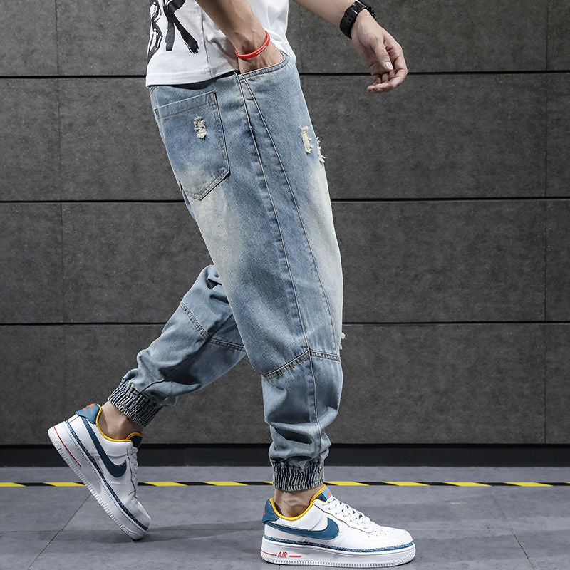 Loose Denim Jogger Pants