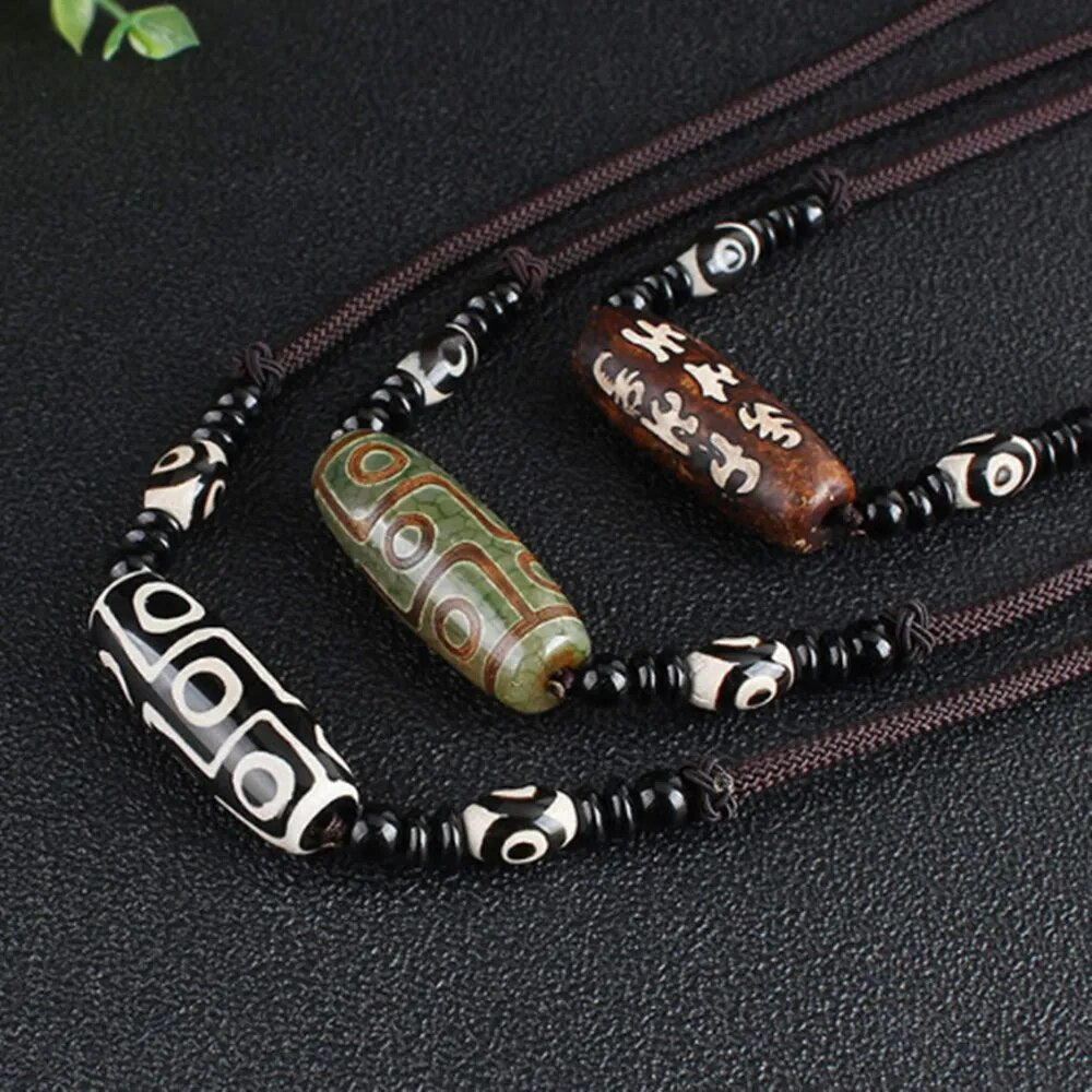 Ethnic style Handmade Bead stone pendant - Mens necklace