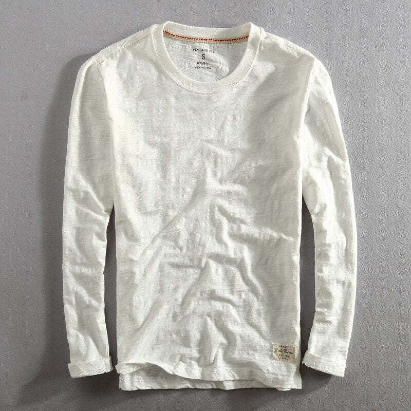 white Basic long sleeve mens t-shirt made of bamboo jersey 