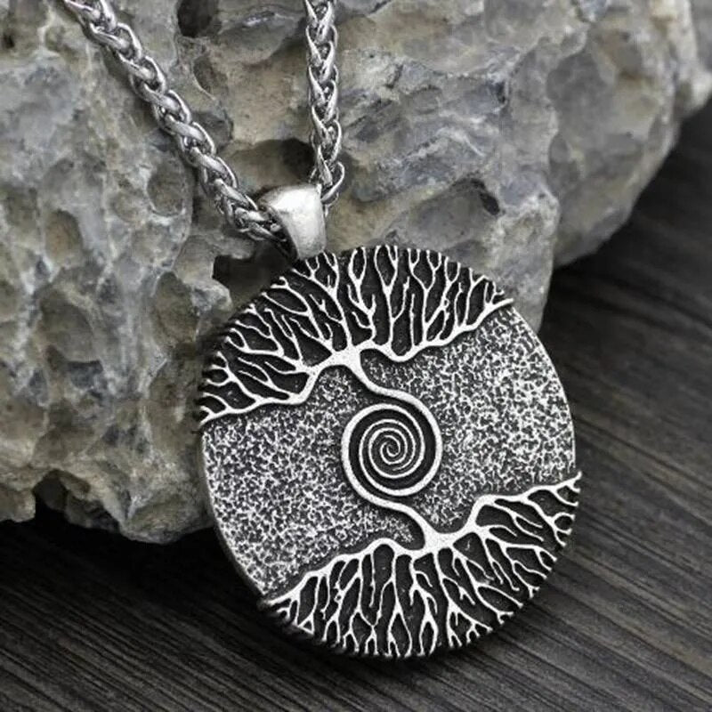 Classic Tree Totem Round Pendant Necklace