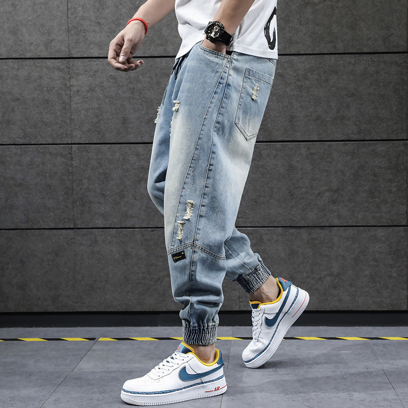 Loose Denim Jogger Pants