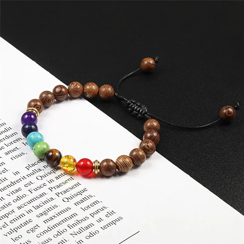 8mm New Natural Wood Beaded Bracelet