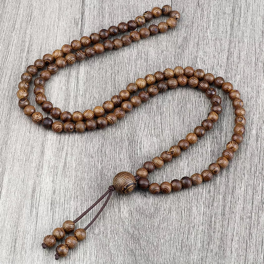 Wooden Mala Bead Necklace 