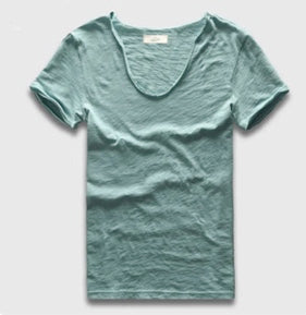 Raw Edge Neck and Raw Sleeve Hem T-shirt