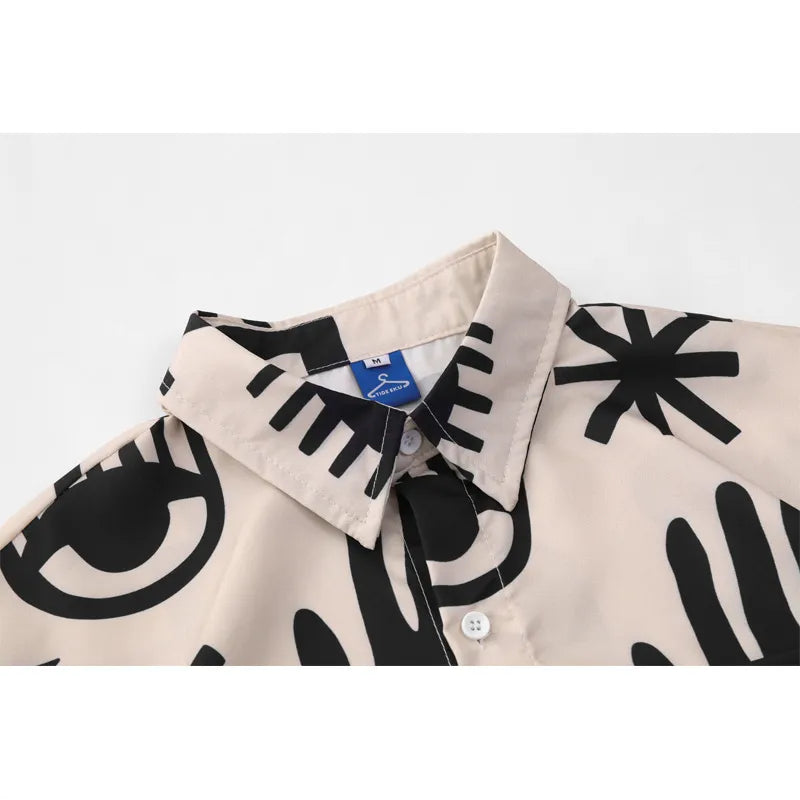 Matisse Cut-Out Print Oversized Short Sleeve Shirt