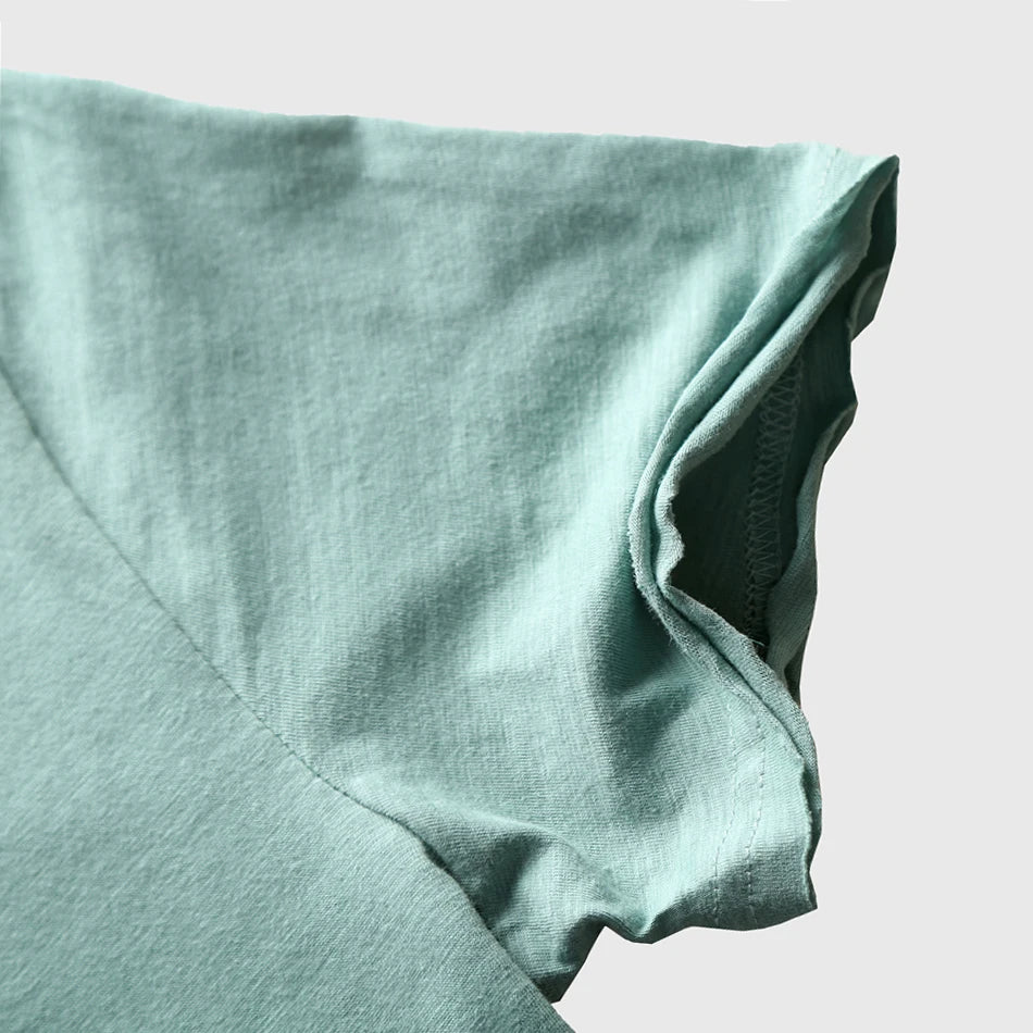 Raw Edge Neck and Raw Sleeve Hem T-shirt