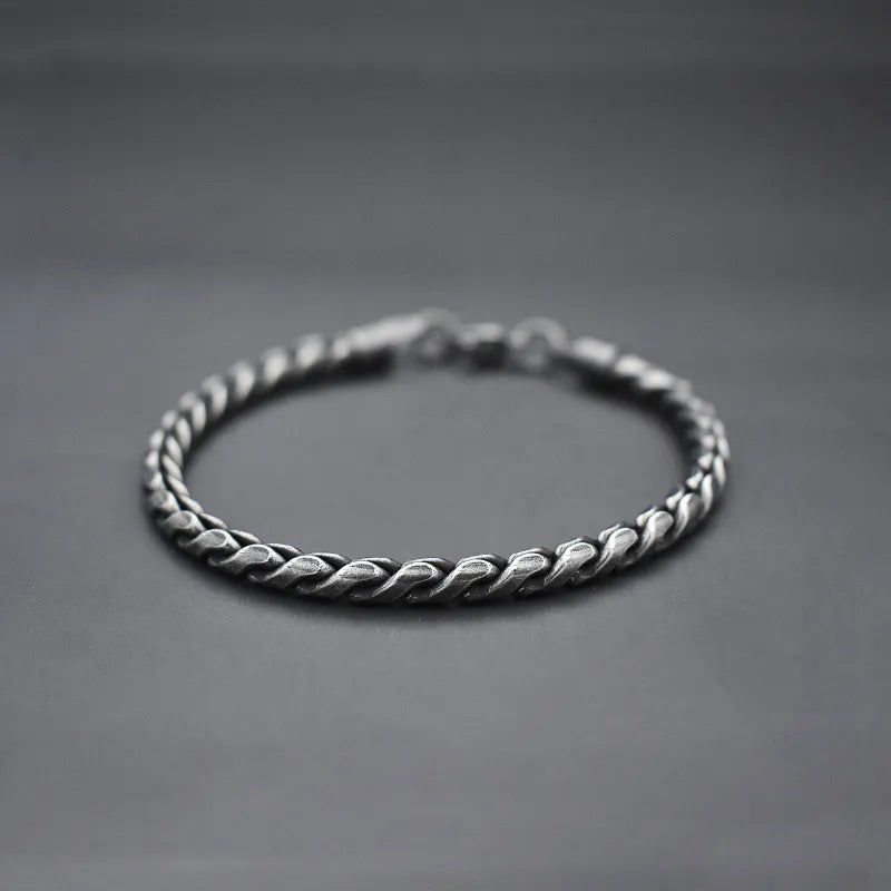 Oxidized Black Link Chain Bracelets