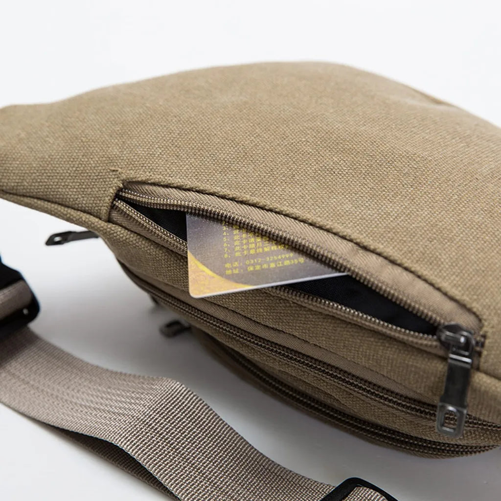 Canvas Bum Bag with Compartments