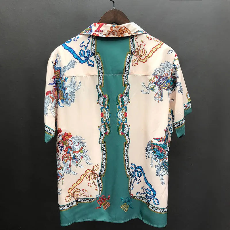 Vintage Chariot Print Bowler Shirt