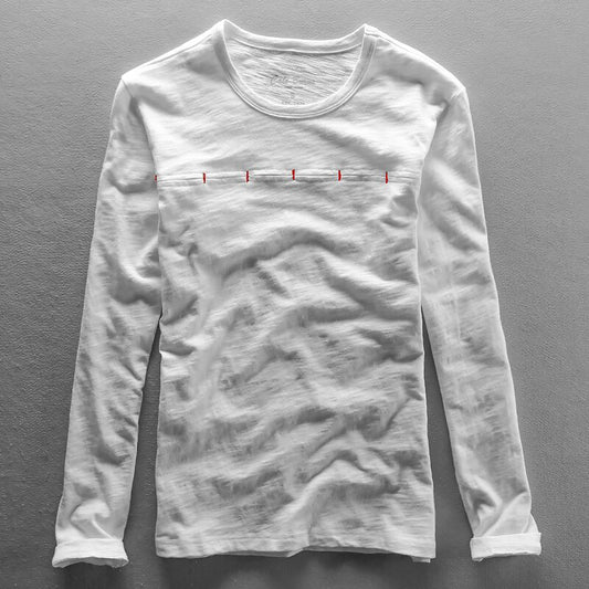 Front Detail Long Sleeve Crew-Neck T-shirt