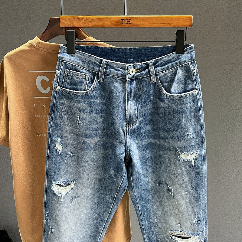 Frayed Retro Denim Jeans