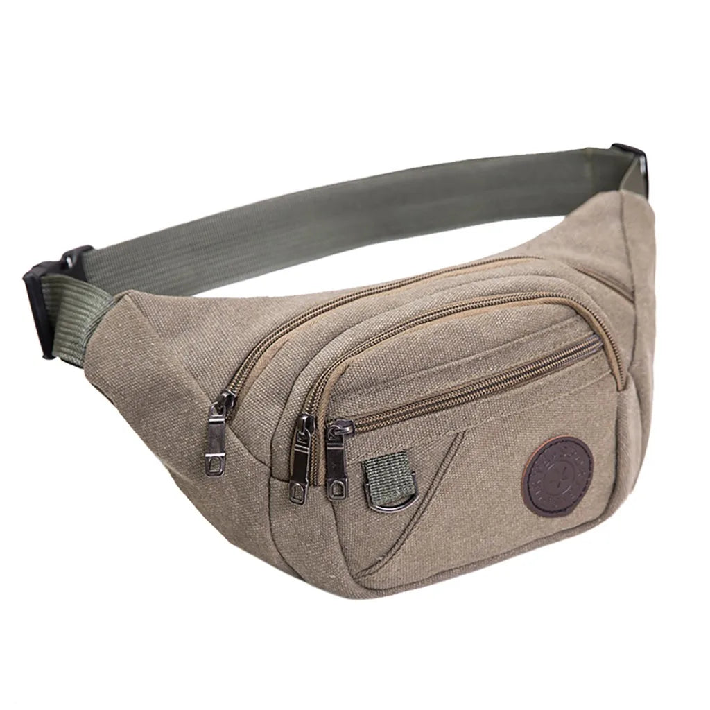 Canvas Bum Bag with Compartments