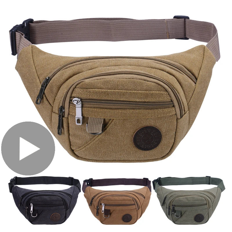 Canvas Bum Bag with Compartments