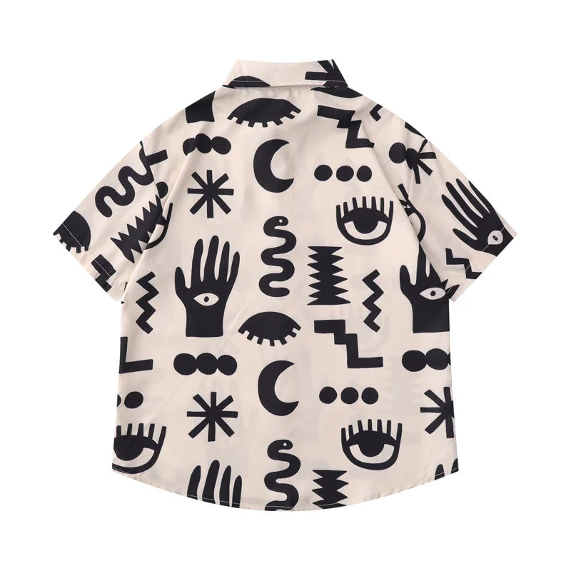 Matisse Cut-Out Print Oversized Short Sleeve Shirt