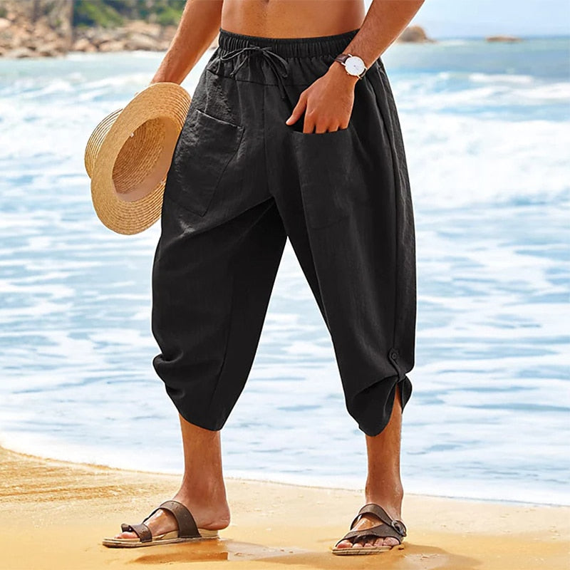 Boho style Baggy Drawstring 3/4 Pants