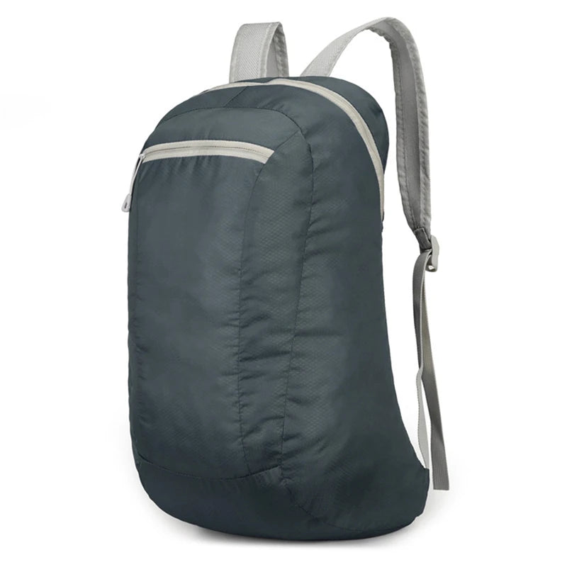 Charcoal  nylon foldable lightweight backpack with grey straps