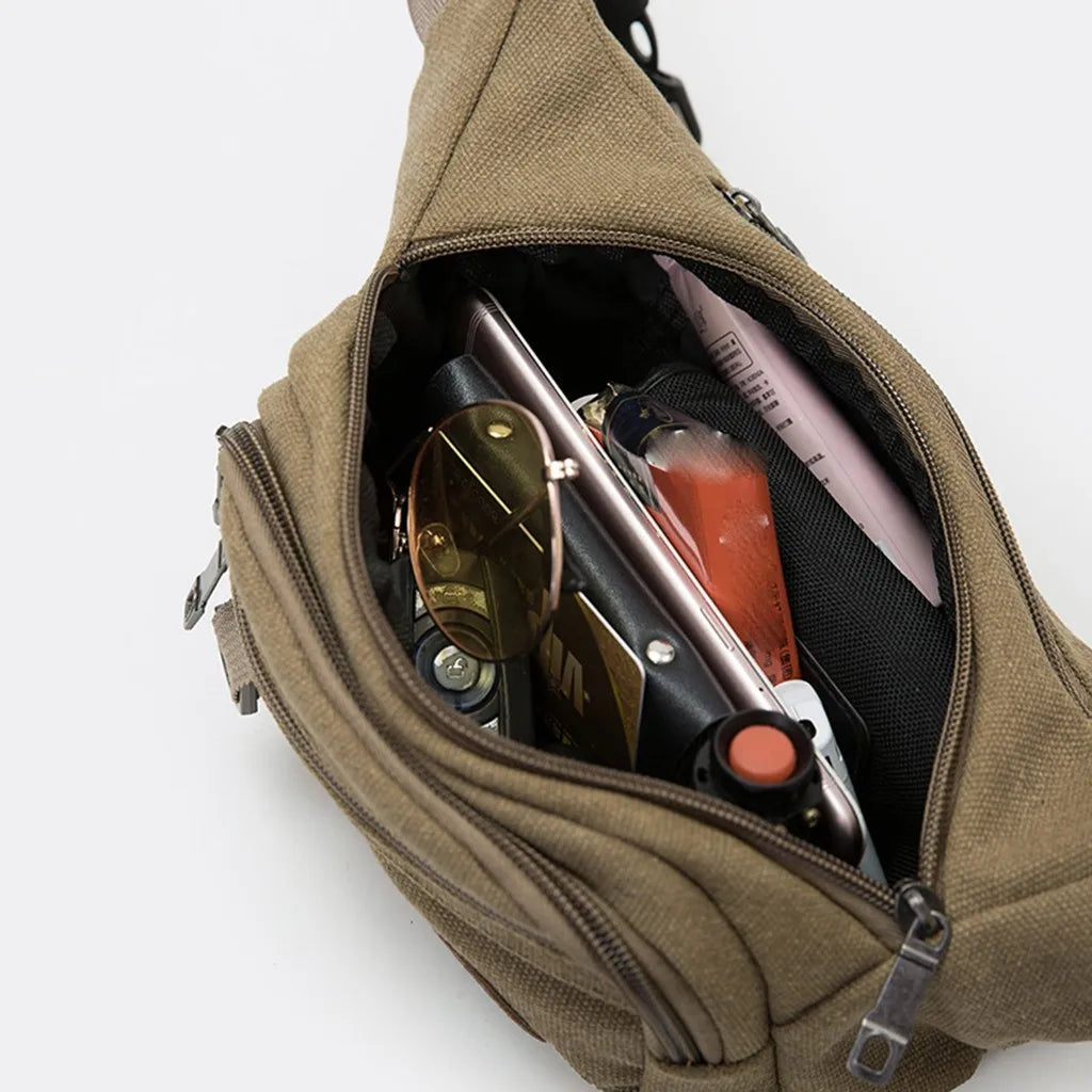 Canvas Bum Bag with Compartments