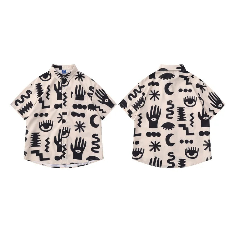 Matisse Cut-Out Print Oversized Short Sleeve Shirt