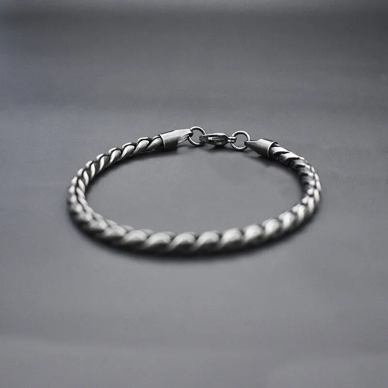 Oxidized Black Link Chain Bracelets