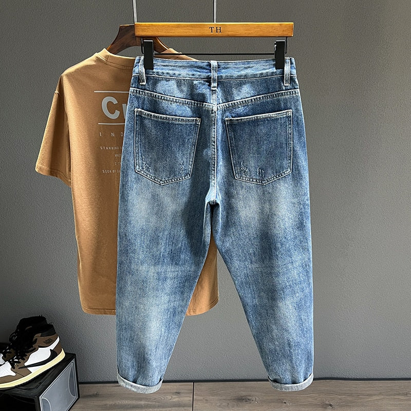 Frayed Retro Denim Jeans