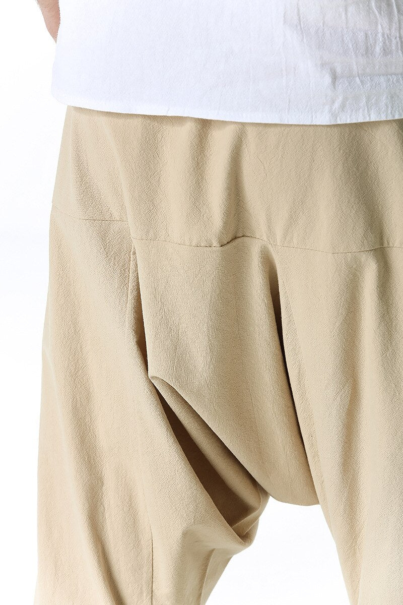 Pull-On Knee Length Shorts with Drop Crotch