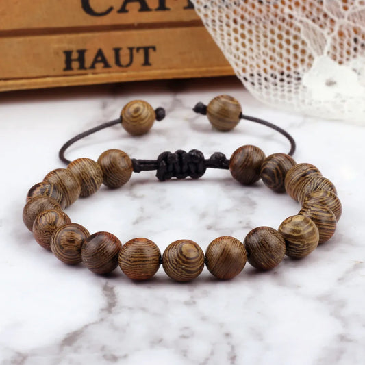 8mm New Natural Wood Beaded Bracelet