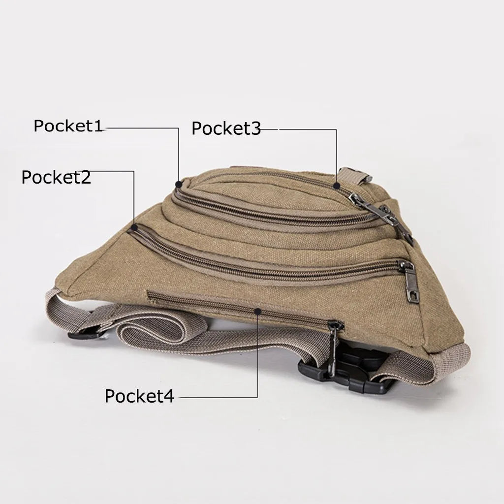 Canvas Bum Bag with Compartments