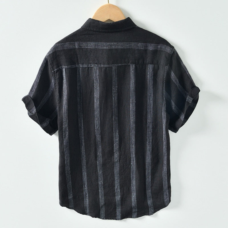 Back of Stripe Short sleeve top with single front pocket