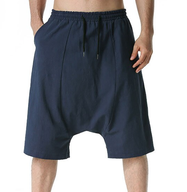 Pull-On Knee Length Shorts with Drop Crotch