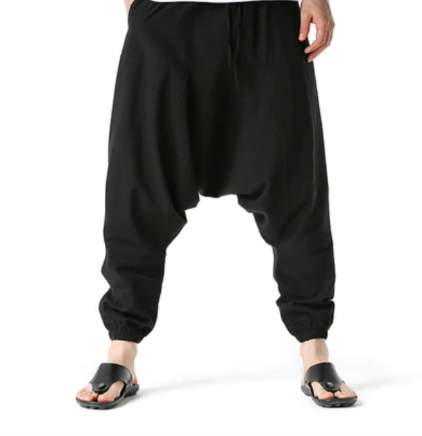 black colour drop crotch design bohemian harem-style men's pants