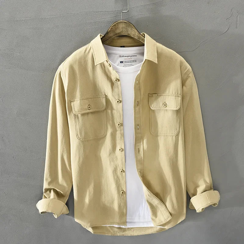 yellow Overshirt with chest patch pockets