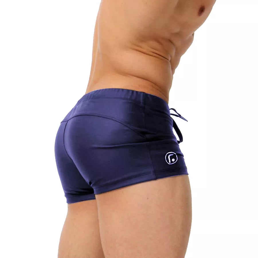 Blue mens swim trunks with pocket