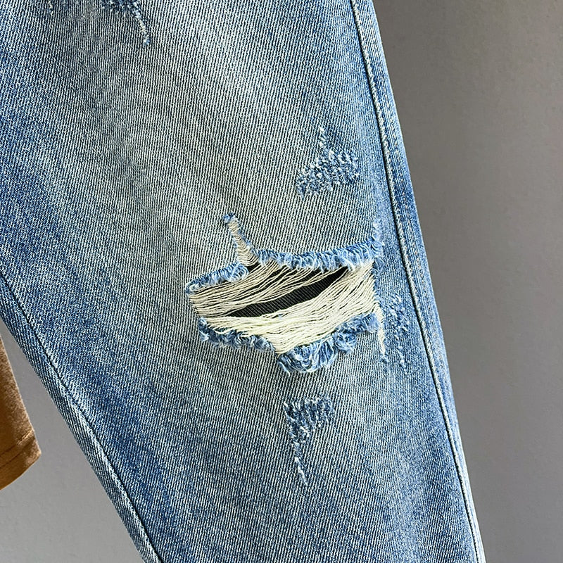 Frayed Retro Denim Jeans