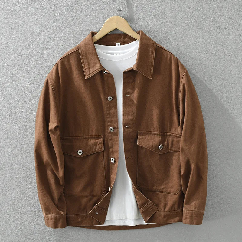 Rust Colour Cotton Drill Jacket with Large Pockets