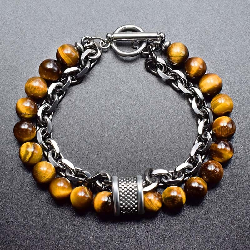 Beaded Bracelet and Metal Chain Bracelet.