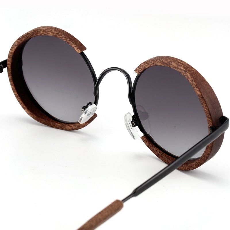 Sapele or Zebra  wood and metal materials mens sunglasses with UV400 protection lenses.