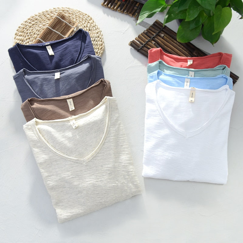 Basic 100% Cotton V-neck T-shirt