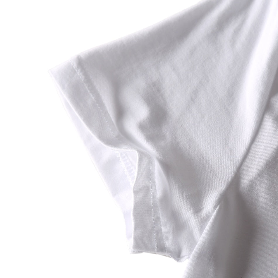 Deep V-neck plain mens t-shirt detail