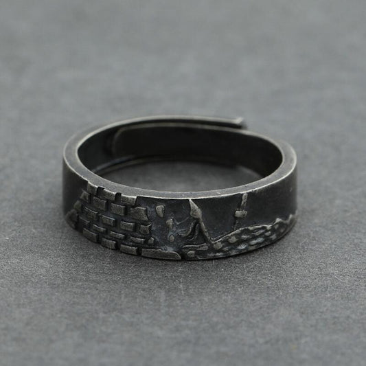 Oxidised Zinc Alloy Adjustable Ring