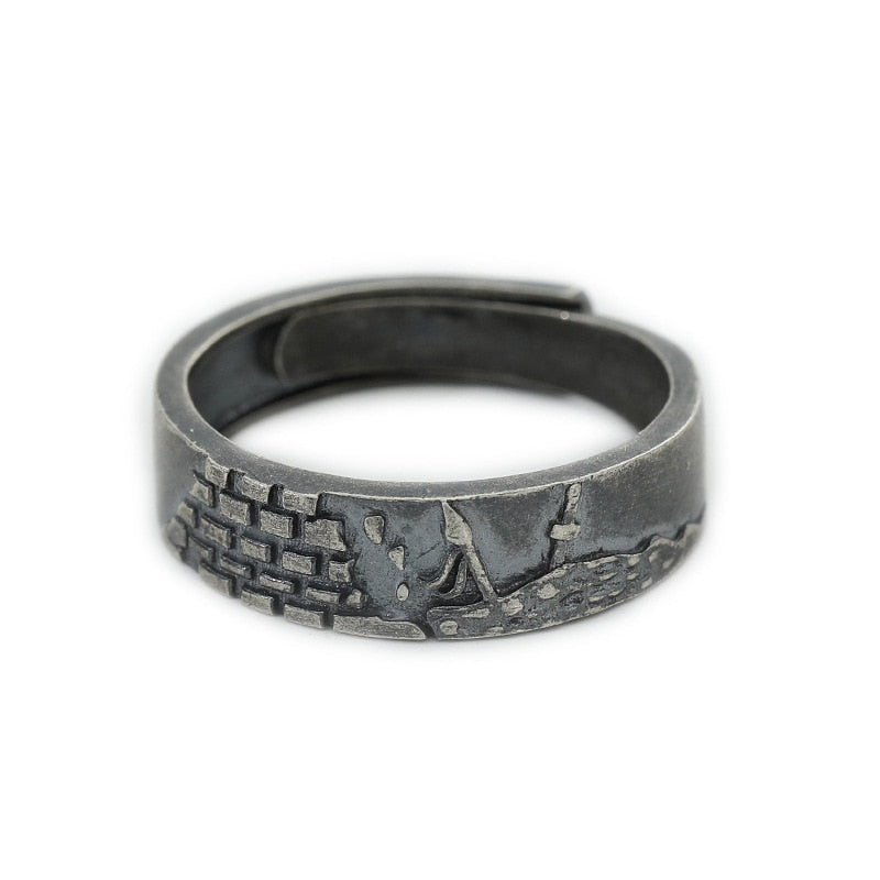 Oxidised Zinc Alloy Adjustable Ring