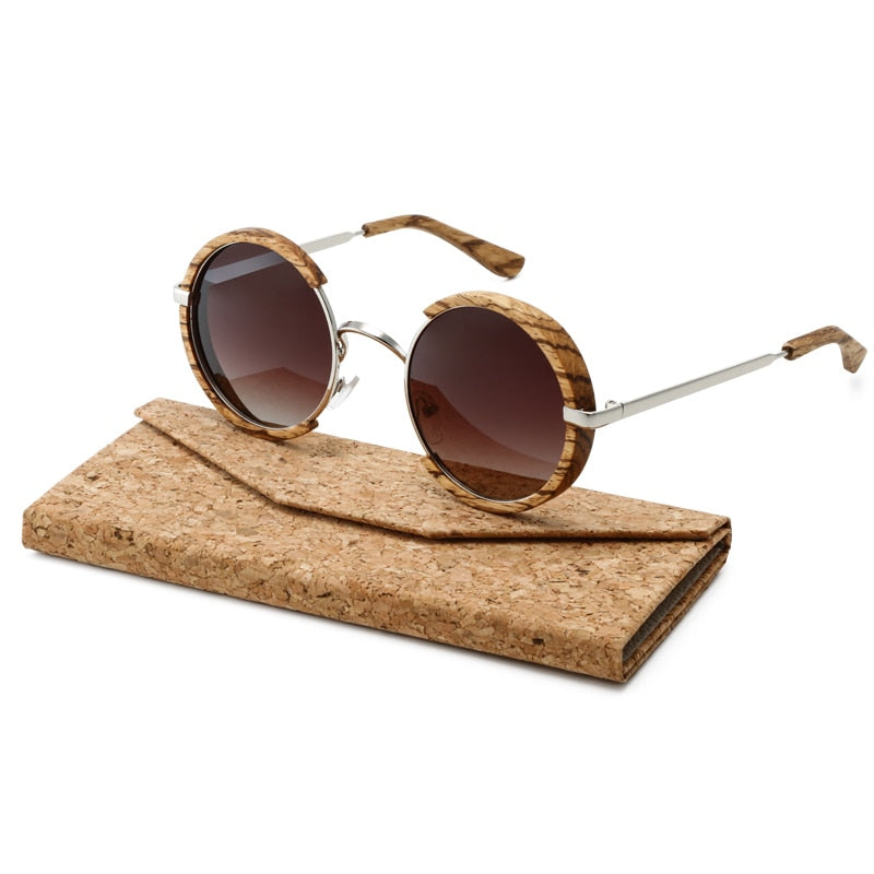 Sapele or Zebra  wood and metal materials mens sunglasses with UV400 protection lenses.