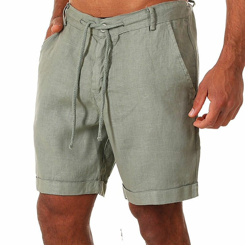 Linen blend Mens Shorts with Draw String Waist