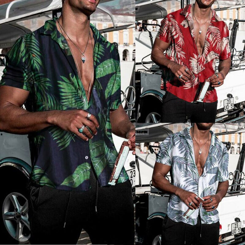 Hawaiian Print Short Sleeve Casual Mens Shirt