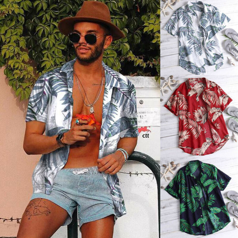 Hawaiian Print Short Sleeve Casual Mens Shirt